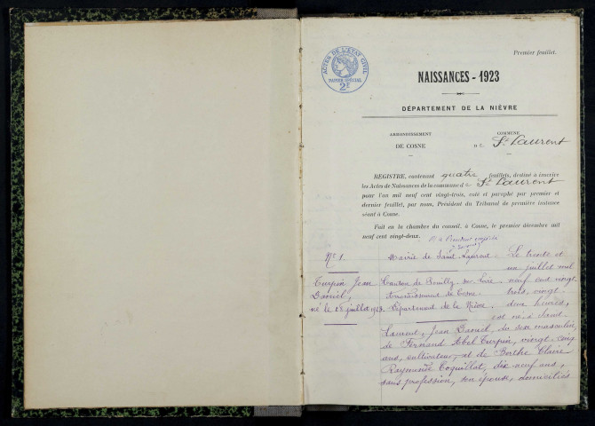 Saint-Laurent-l'Abbaye : actes d'état civil.