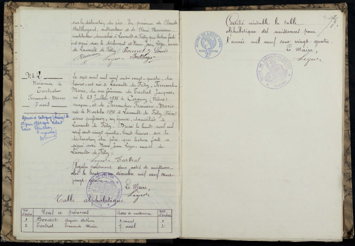 Lavault-de-Frétoy : actes d'état civil.