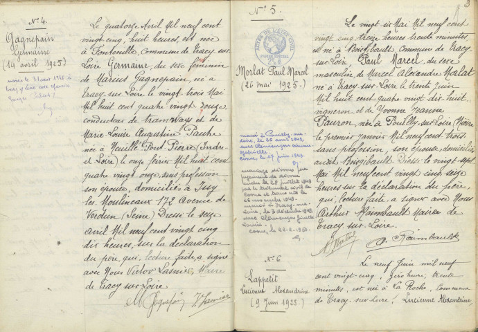 Tracy-sur-Loire : actes d'état civil.