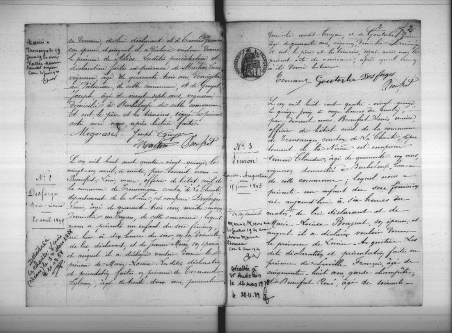 Tronsanges : actes d'état civil.