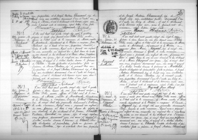 Moux-en-Morvan : actes d'état civil.