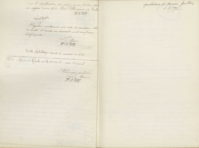 Talon : actes d'état civil.