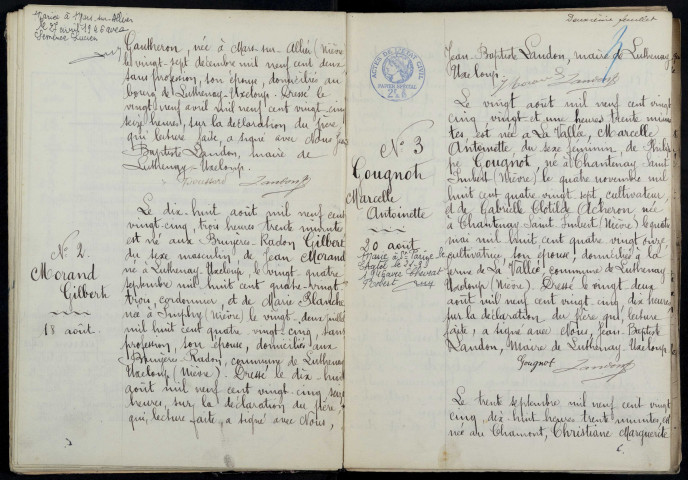 Luthenay-Uxeloup : actes d'état civil.