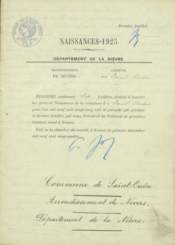 Saint-Ouen-sur-Loire : actes d'état civil.