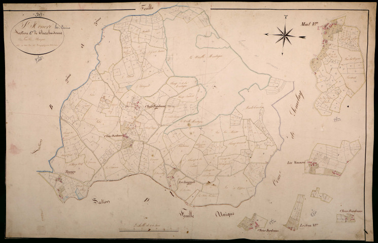 Saint-Honoré-les-Bains, cadastre ancien : plan parcellaire de la section C dite de Cluze Bardenne