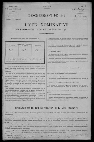Saxi-Bourdon : recensement de 1911