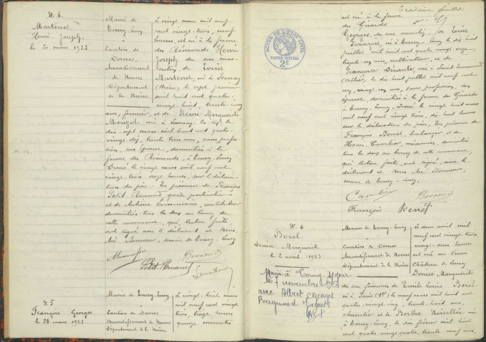 Toury-Lurcy : actes d'état civil.