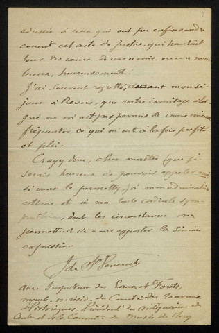 SAINT-VENANT (Julien Barré de), inspecteur des eaux et forêts à Bourges (né en 1847) : 1 lettre.