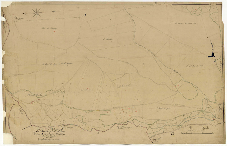 Larochemillay, cadastre ancien : plan parcellaire de la section A dite du Mont-Beuvray, feuille 1