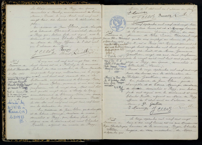 Pazy : actes d'état civil.