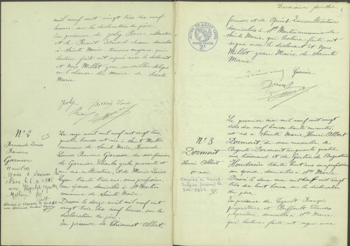 Sainte-Marie : actes d'état civil.