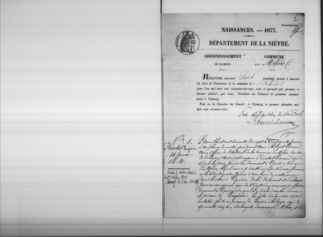 Mhère : actes d'état civil.