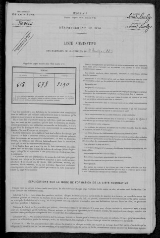 Saint-Saulge : recensement de 1896
