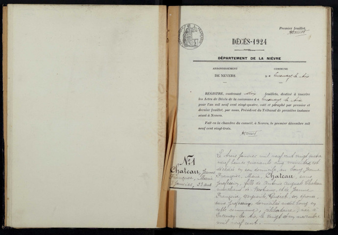 Lucenay-lès-Aix : actes d'état civil (décès).