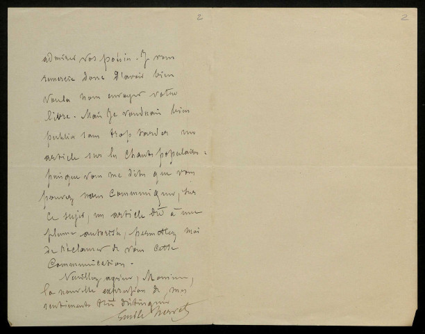 HERVET (Émile), critique au Journal de la Nièvre à Nevers : 5 lettres.