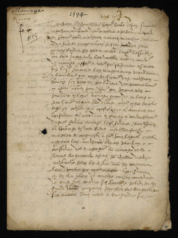 Mariage de Jean Simonet (Symonnet) marchand cordonnier de Moulins-Engilbert et de Marie Ravary : contrat de mariage.