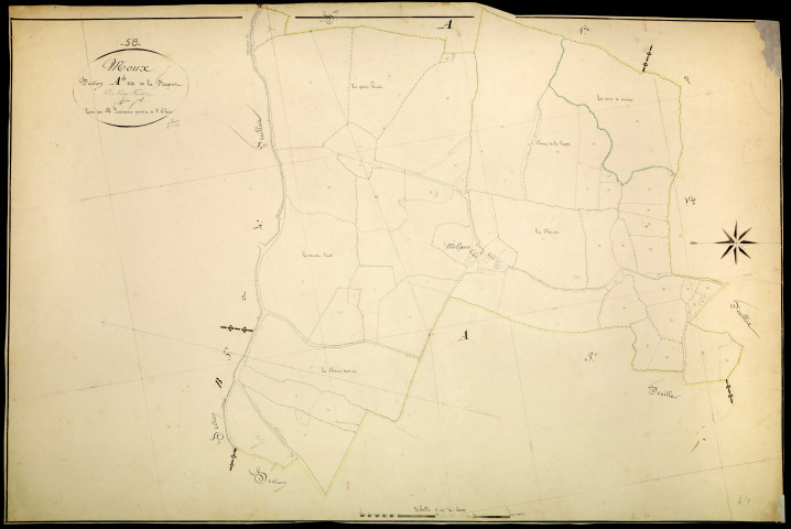 Moux-en-Morvan, cadastre ancien : plan parcellaire de la section A dite de la Fragnot, feuille 4