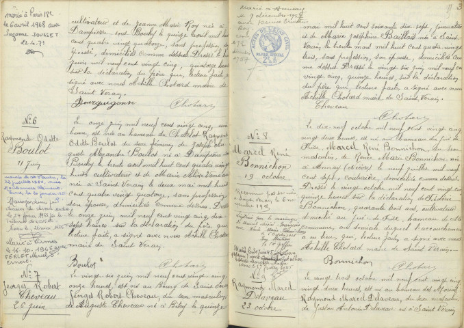 Saint-Vérain : actes d'état civil.