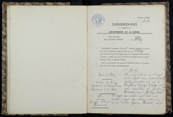 Fléty : actes d'état civil.