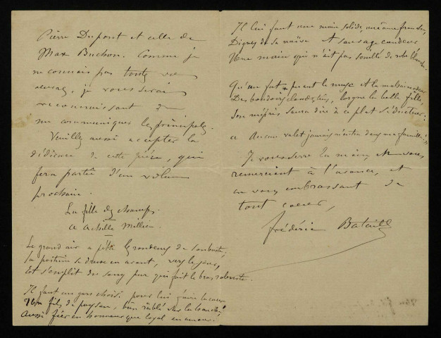 BATAILLE (Frédéric), poète (1850-1946) : 13 lettres, manuscrits.