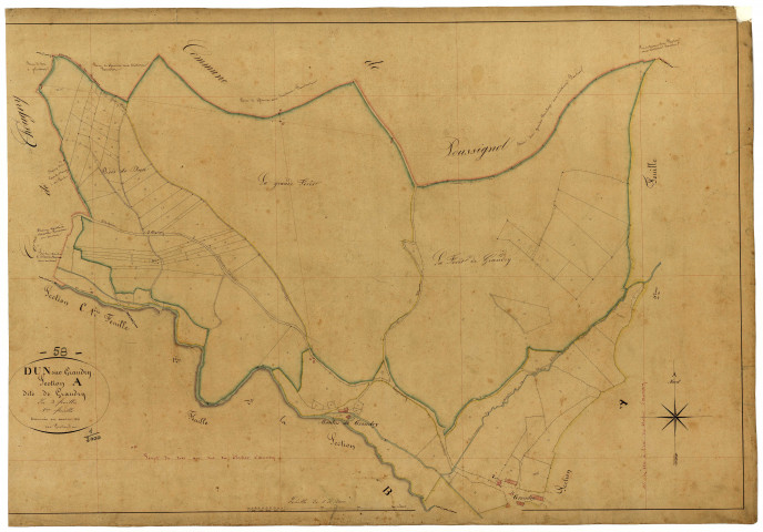 Dun-sur-Grandry, cadastre ancien : plan parcellaire de la section A dite de Grandry, feuille 1