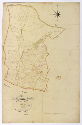 Beaumont-la-Ferrière, cadastre ancien : plan parcellaire de la section D dite des Caillots, feuille 2