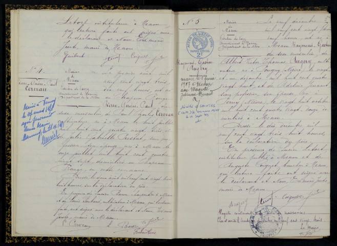 Menou : actes d'état civil.