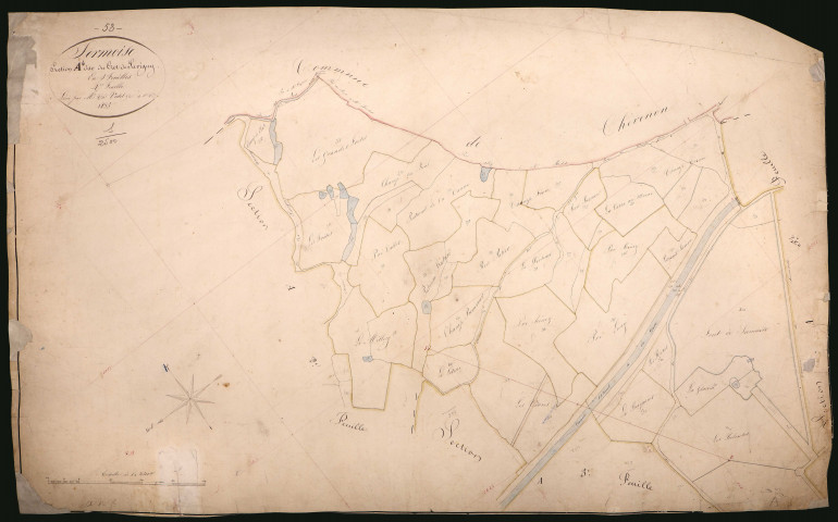 Sermoise-sur-Loire, cadastre ancien : plan parcellaire de la section A dite du Crot de Savigny, feuille 4