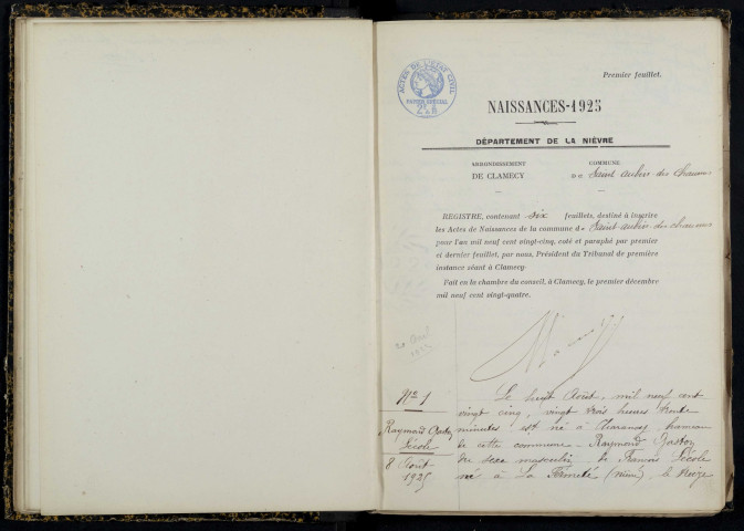 Saint-Aubin-des-Chaumes : actes d'état civil.