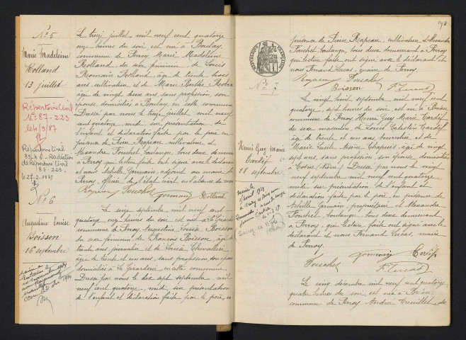 Perroy : actes d'état civil.