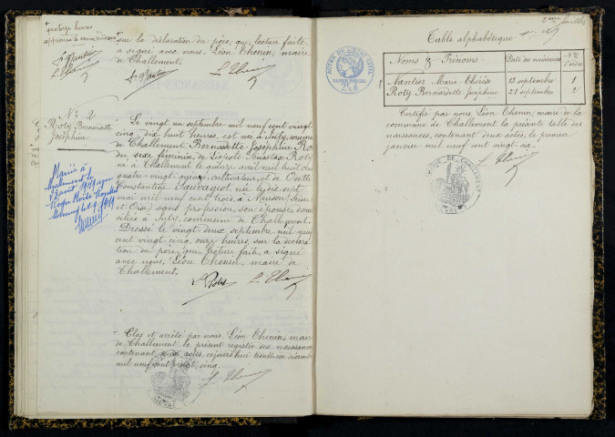 Challement : actes d'état civil.