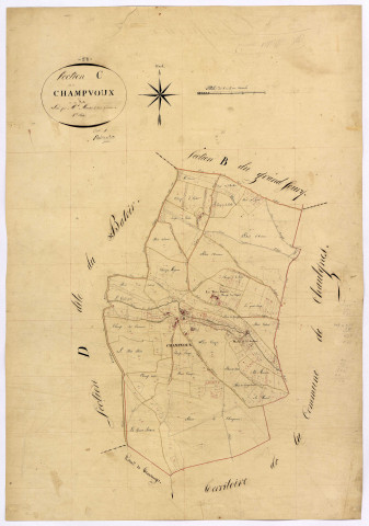 Champvoux, cadastre ancien : plan parcellaire de la section C dite de Champvoux