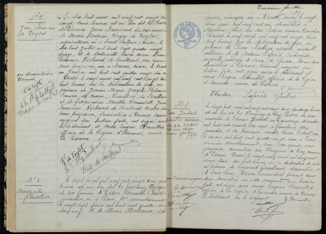 Dornes : actes d'état civil.