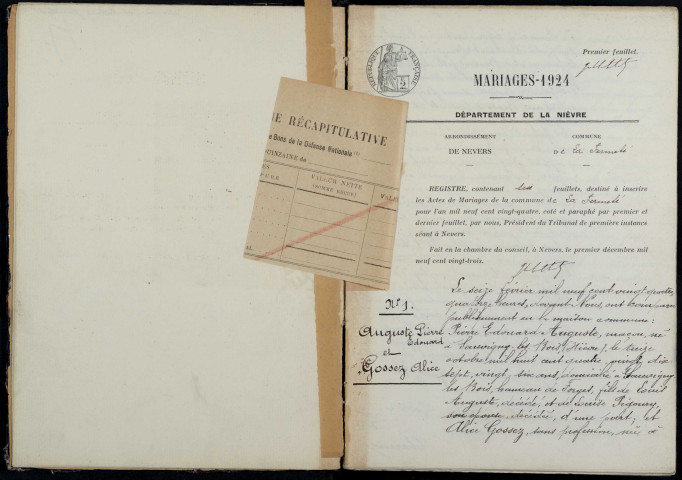 La Fermeté : actes d'état civil.