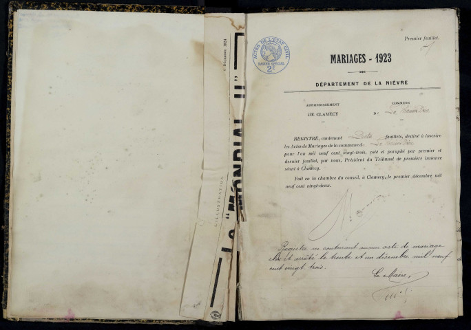 La Maison-Dieu : actes d'état civil.