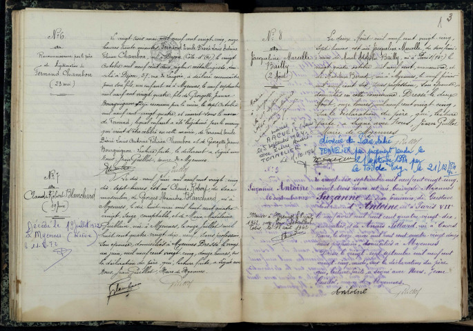 Myennes : actes d'état civil.