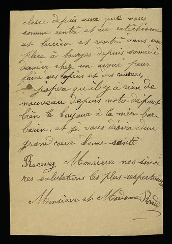 RONDET (Louis), domestique à Bourges et à Paris (né en 1858) : 5 lettres.