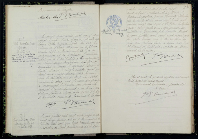 Beaumont-la-Ferrière : actes d'état civil.