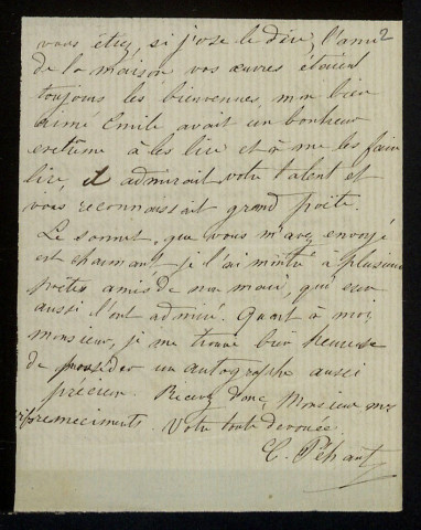 PÉHANT (C,) épouse d'Émile Péhant : 1 lettre.