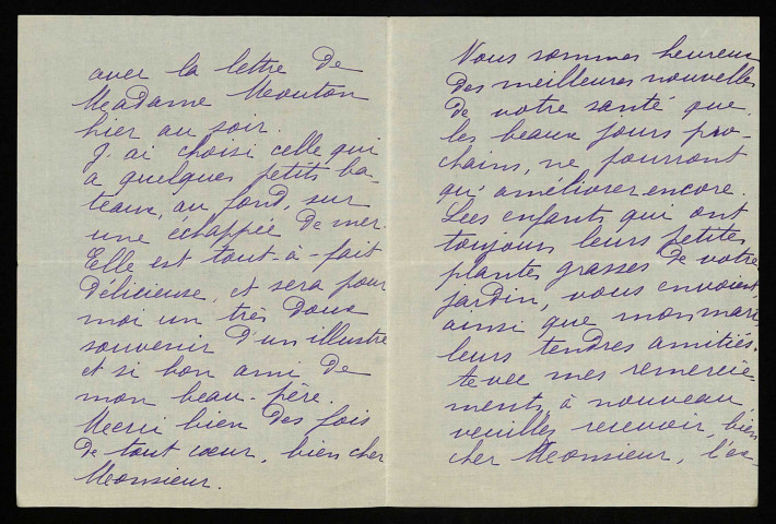 MOUTON (A.), épouse de Honoré Mouton, à Vannes (Morbihan) : 2 lettres.