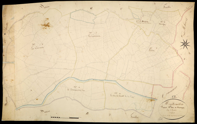 Montreuillon, cadastre ancien : plan parcellaire de la section G dite de Marigny, feuille 2