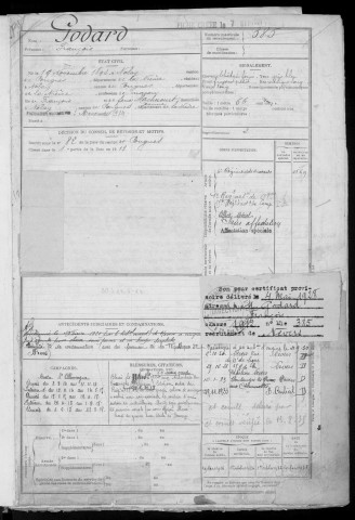 Bureau de Nevers, classe 1912 : fiches matricules n° 385 à 752 et 999 à 1004