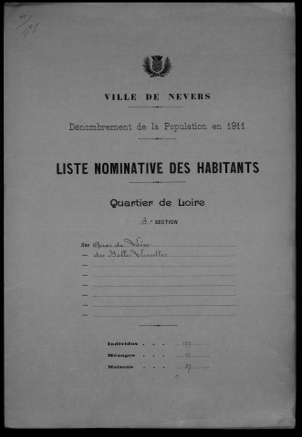 Nevers, Quartier de Loire, 3e section : recensement de 1911