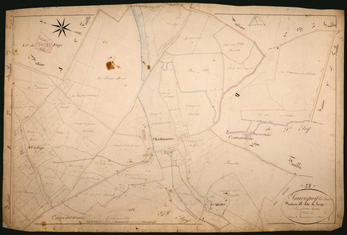 Sauvigny-les-Bois, cadastre ancien : plan parcellaire de la section B dite de Forges, feuille 3