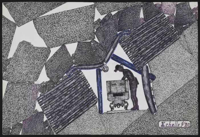 Voie de tête, taille chassante + coupage du mur, traverse horizontale.