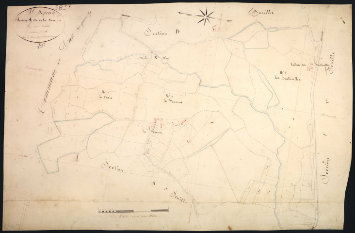 Saint-Péreuse, cadastre ancien : plan parcellaire de la section A dite de la Varenne, feuille 2