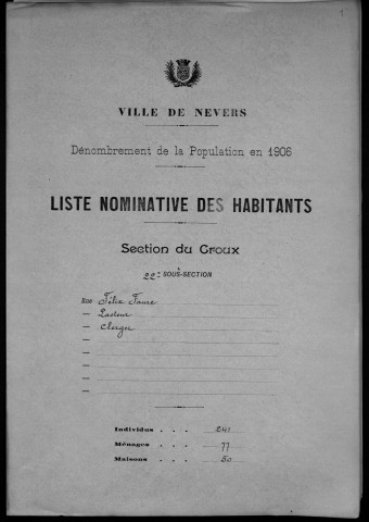 Nevers, Section du Croux, 22e sous-section : recensement de 1906