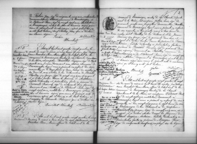 Tronsanges : actes d'état civil.