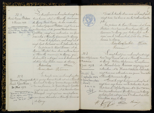 Marcy : actes d'état civil.