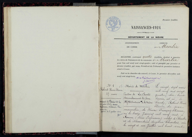 Murlin : actes d'état civil.